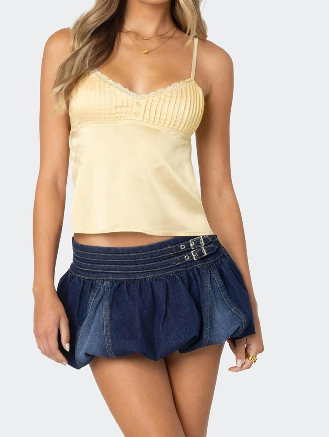 Women V Neck Lace Trim Satin Cami Sleeveless Patchwork Crop Camisole Tank Y2K Low Cut Spaghetti Strap Going Out Tops