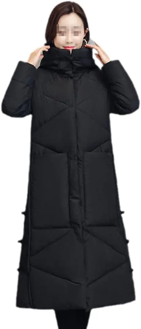 Women Winter Long Slim Coat Thicken Padded Cotton Hooded Jacket Warm Parkas Female Windproof Snow Outerwear