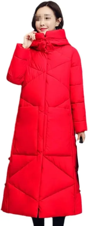 Women Winter Long Slim Coat Thicken Padded Cotton Hooded Jacket Warm Parkas Female Windproof Snow Outerwear