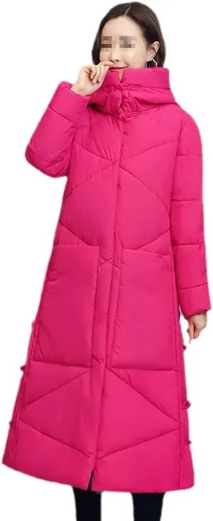 Women Winter Long Slim Coat Thicken Padded Cotton Hooded Jacket Warm Parkas Female Windproof Snow Outerwear