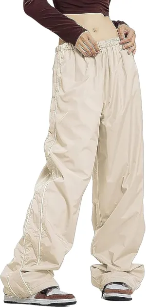 Women Y2K Baggy Pants Wide Leg Parachute Casual Sweatpants Track Pants with Pockets