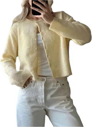 Women's Button Down Cardigan Sweaters Long Sleeve Lightweight Casual Fall Knitted Outerwear