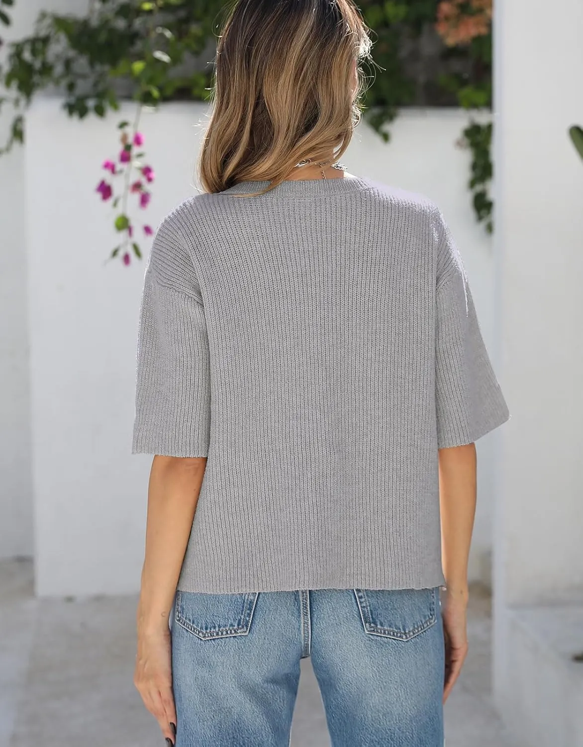 Women's Button Down Y2k Tops Cropped Cardigan Short Sleeve Lightweight Sweater top