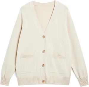 Women's Cardigan Sweaters 2024 Fall Oversized Lightweight Cardigans Open Front Button Knit Outerwear with Pockets