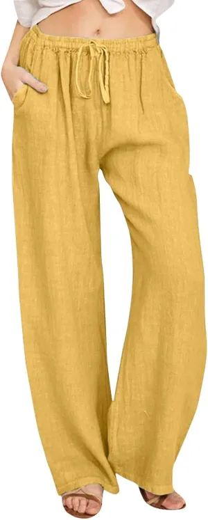 Womens Cargo Sweatpants Winter Wide Sports Jeans with Pockets Elastic Waist Elastic Waist
