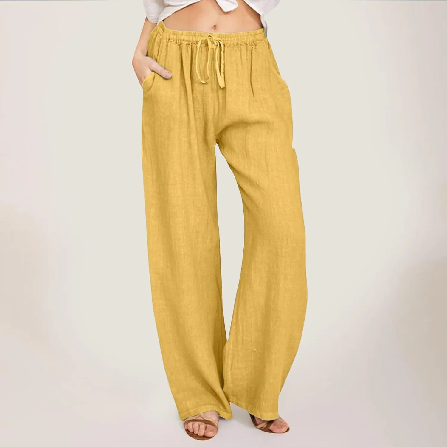 Womens Cargo Sweatpants Winter Wide Sports Jeans with Pockets Elastic Waist Elastic Waist