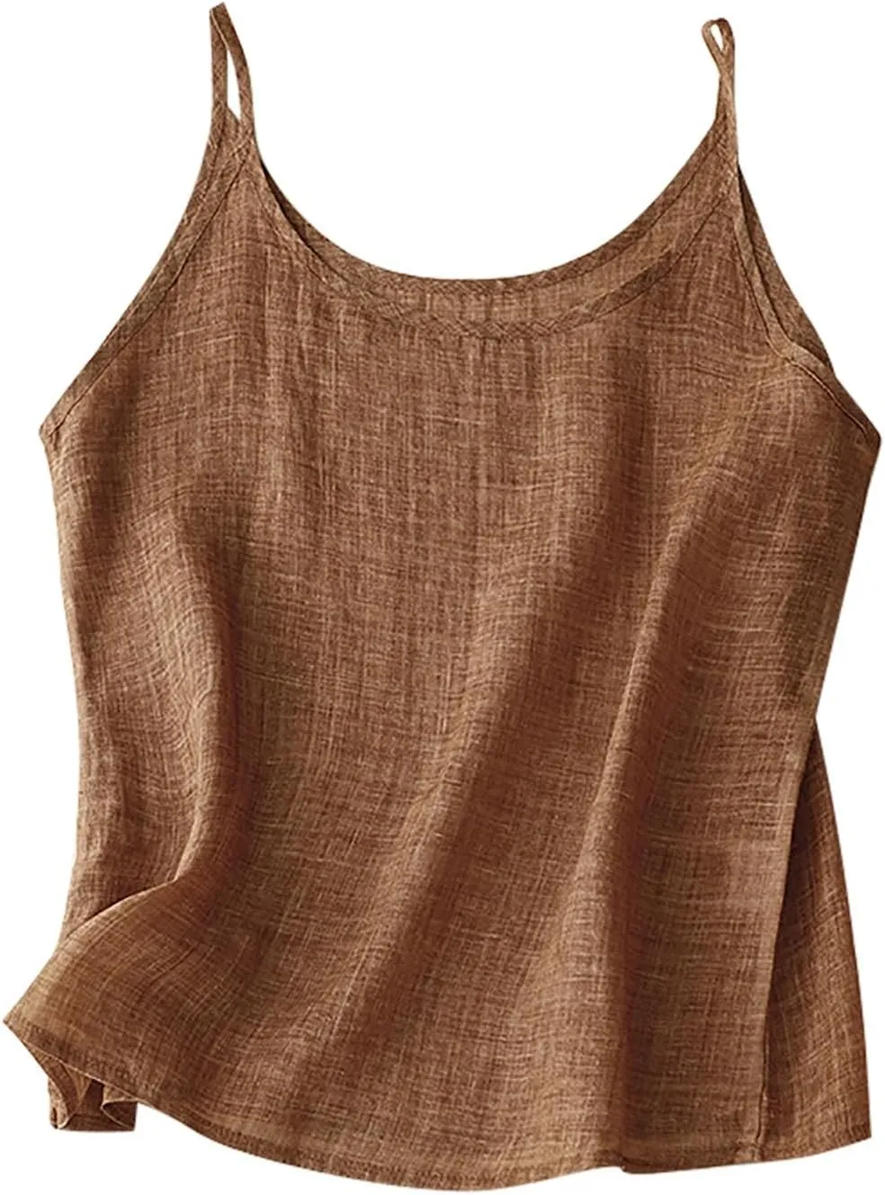Women's Causal Linen Tops Lightweight Cotton Linen Camisole Tank Tops Summer Loose Fit Spaghetti Strap Cami Shirts