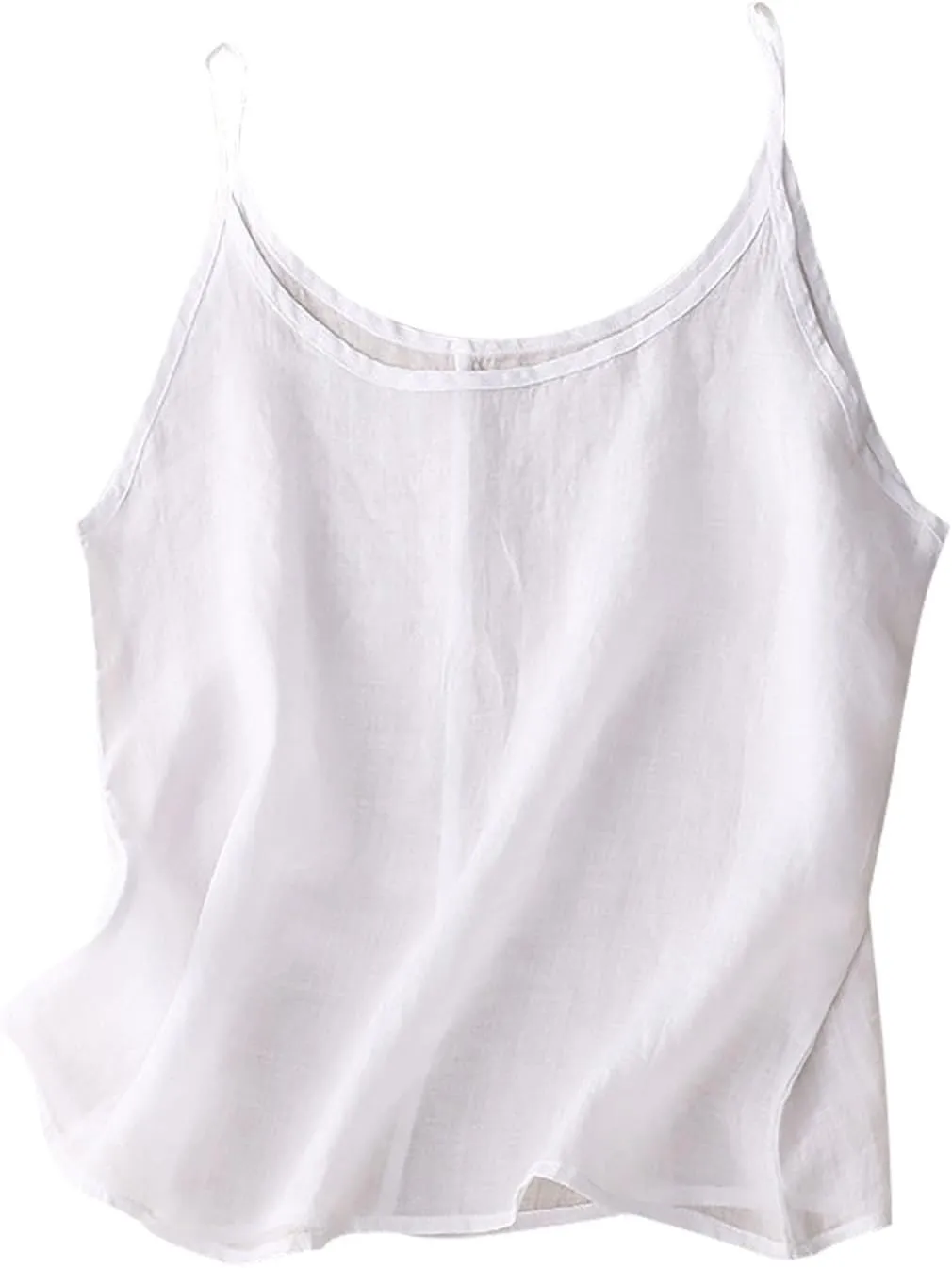 Women's Causal Linen Tops Lightweight Cotton Linen Camisole Tank Tops Summer Loose Fit Spaghetti Strap Cami Shirts