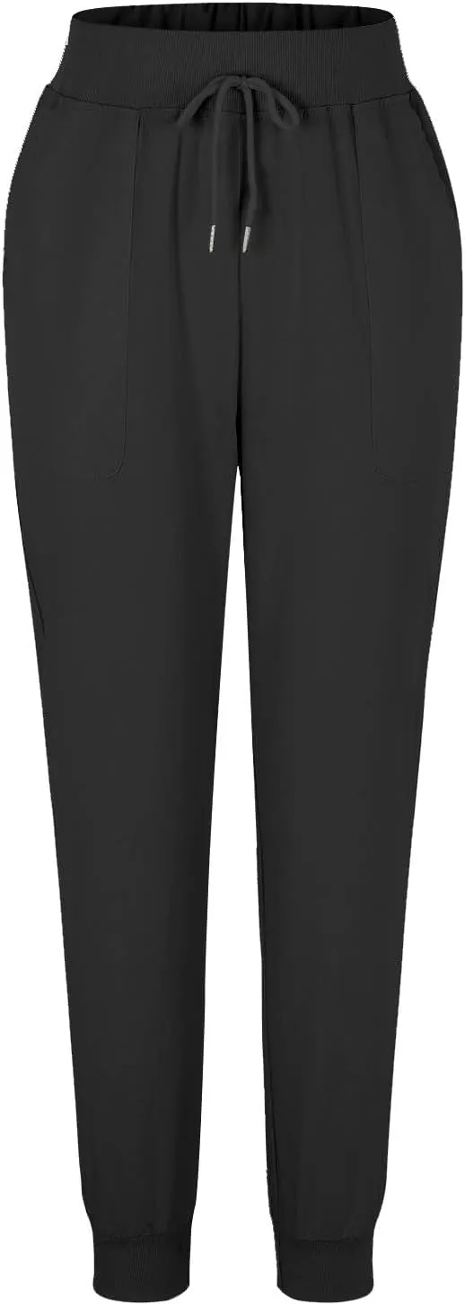 Womens Cotton Linen Pants Summer Beach Drawstring Elastic Waist Pants Casual Trousers with Pockets