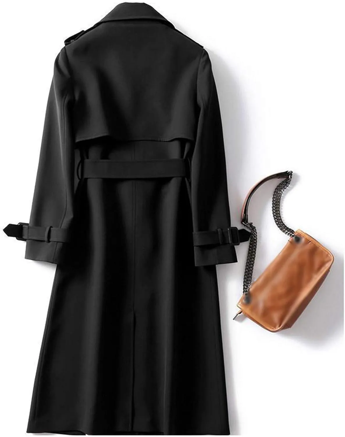 Women's Double Breasted Trench Coats Mid-Length Belted Overcoat Long Dress Jacket,Trench Coats Long