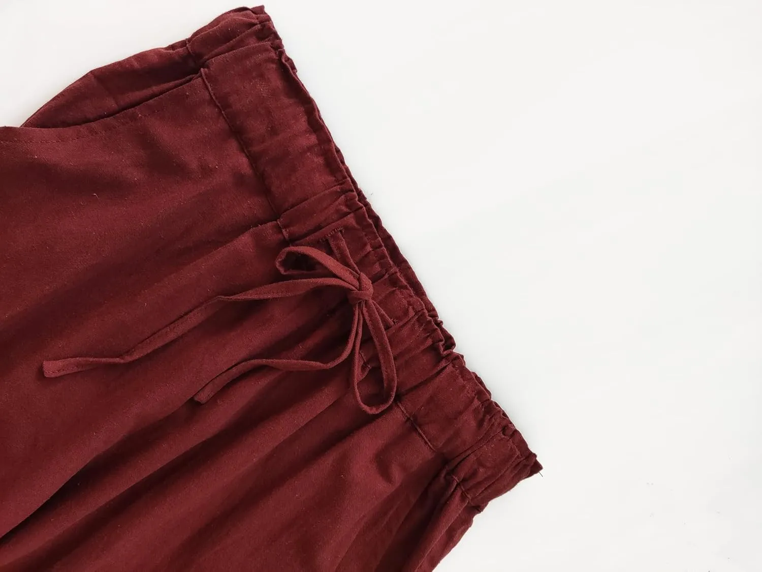 Women's Drawstring Elastic Waist Wide Leg Cotton Linen Yoga Long Pants