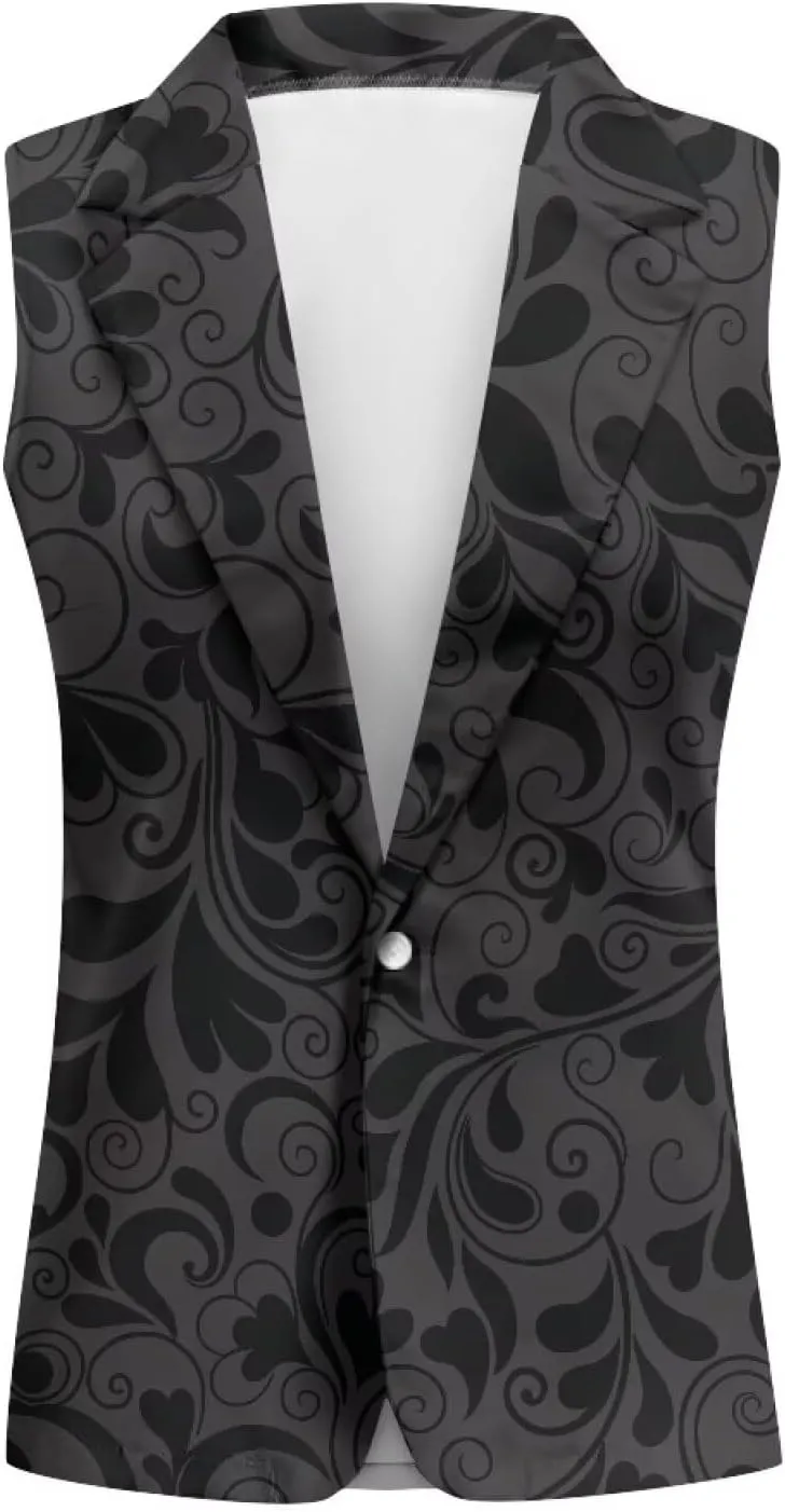 Women's Dressy Casual Sleeveless Vest Suit Waistcoat One Button Loose Fit Business Blazer
