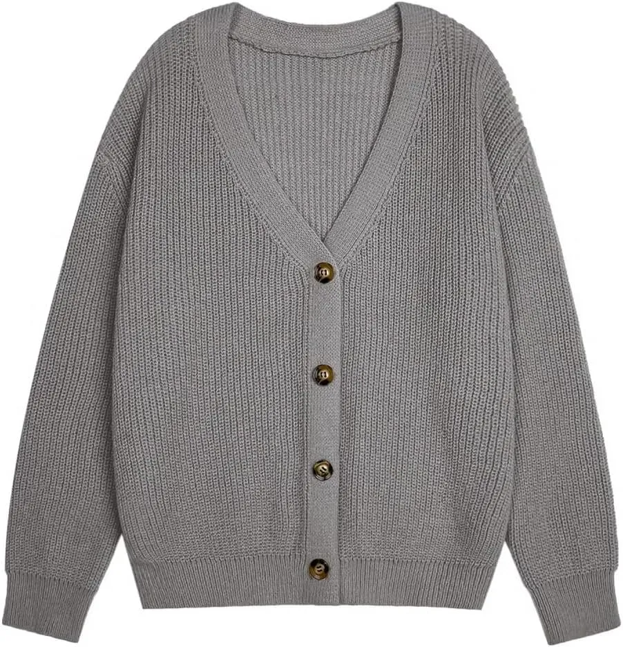 Womens Fall Laies Cute Ribbed Knit V Neck Color Block Striped Button Fake Pocket Long Sleeve Sweater Cardigan 2024