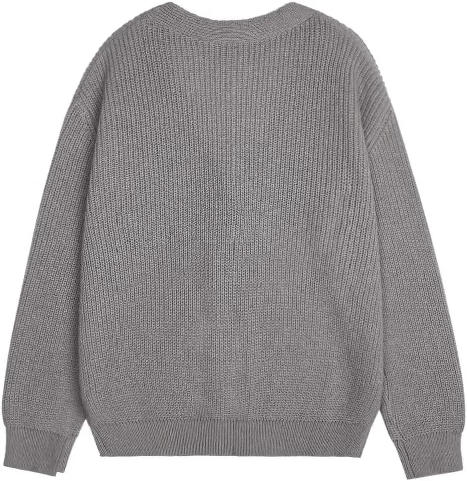 Womens Fall Laies Cute Ribbed Knit V Neck Color Block Striped Button Fake Pocket Long Sleeve Sweater Cardigan 2024