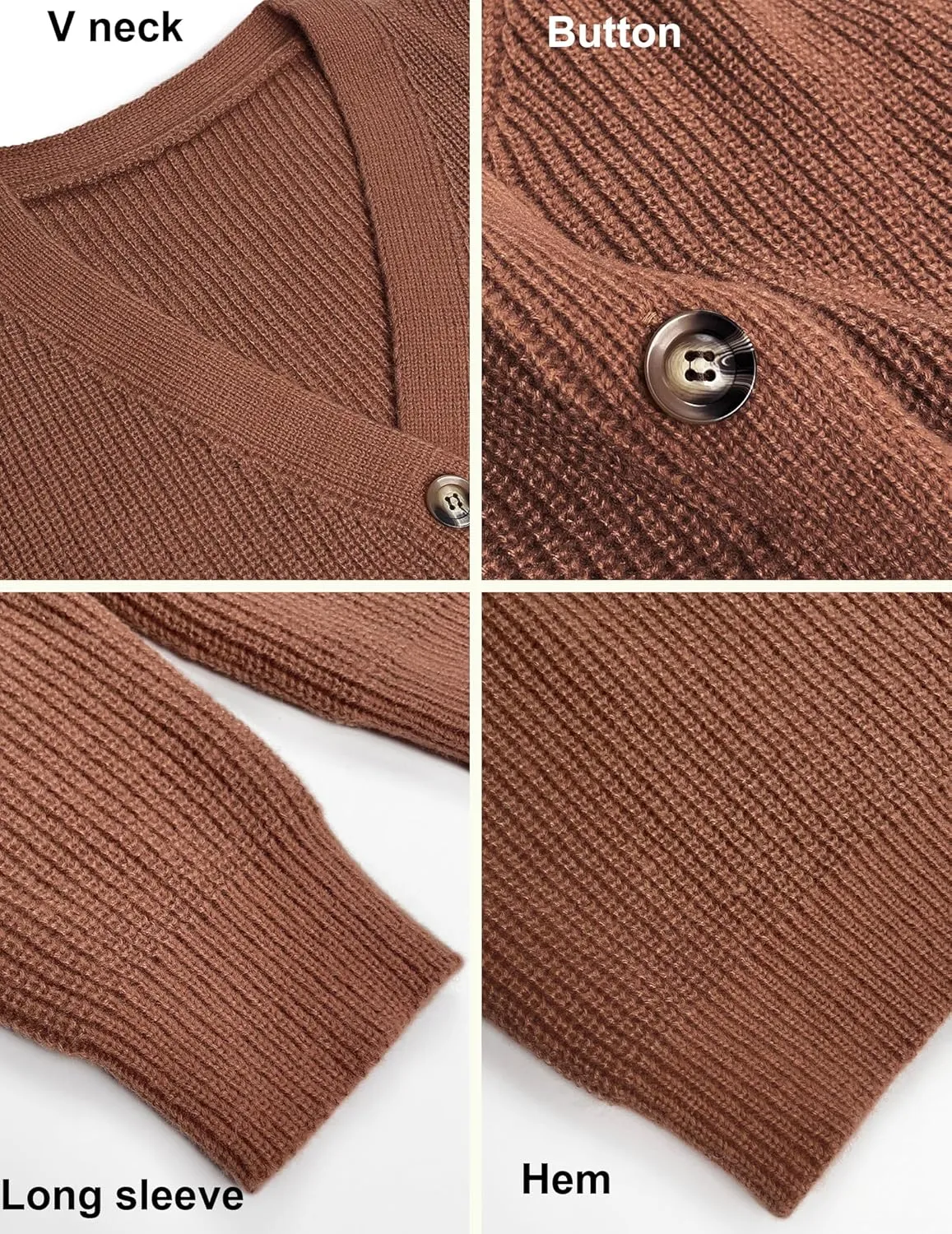 Womens Fall Laies Cute Ribbed Knit V Neck Color Block Striped Button Fake Pocket Long Sleeve Sweater Cardigan 2024