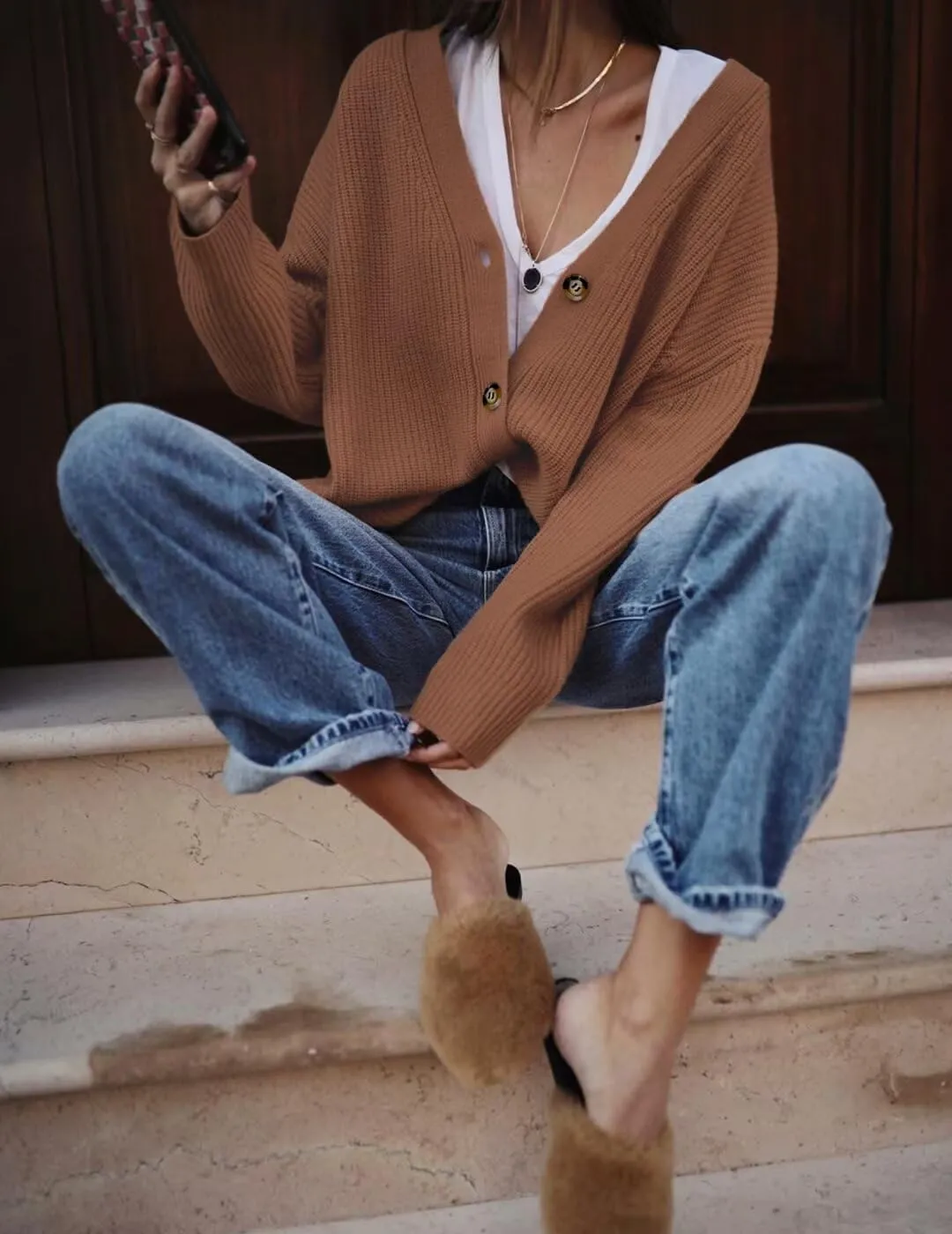 Womens Fall Laies Cute Ribbed Knit V Neck Color Block Striped Button Fake Pocket Long Sleeve Sweater Cardigan 2024
