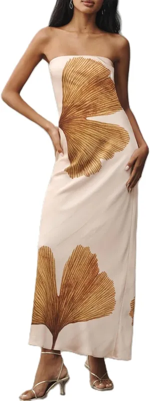 Womens Floral Strapless Dress Y2k Backless Sleeveless Tube Maxi Long Dresses Sexy Mesh Bodycon Summer Beachwear