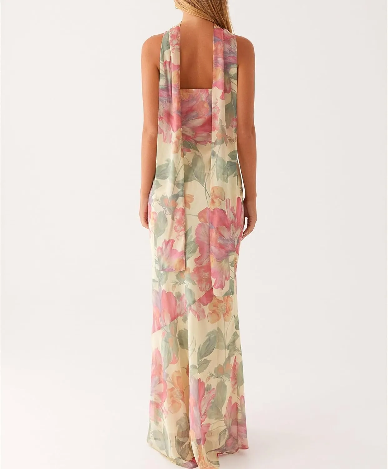 Womens Floral Strapless Dress Y2k Backless Sleeveless Tube Maxi Long Dresses Sexy Mesh Bodycon Summer Beachwear