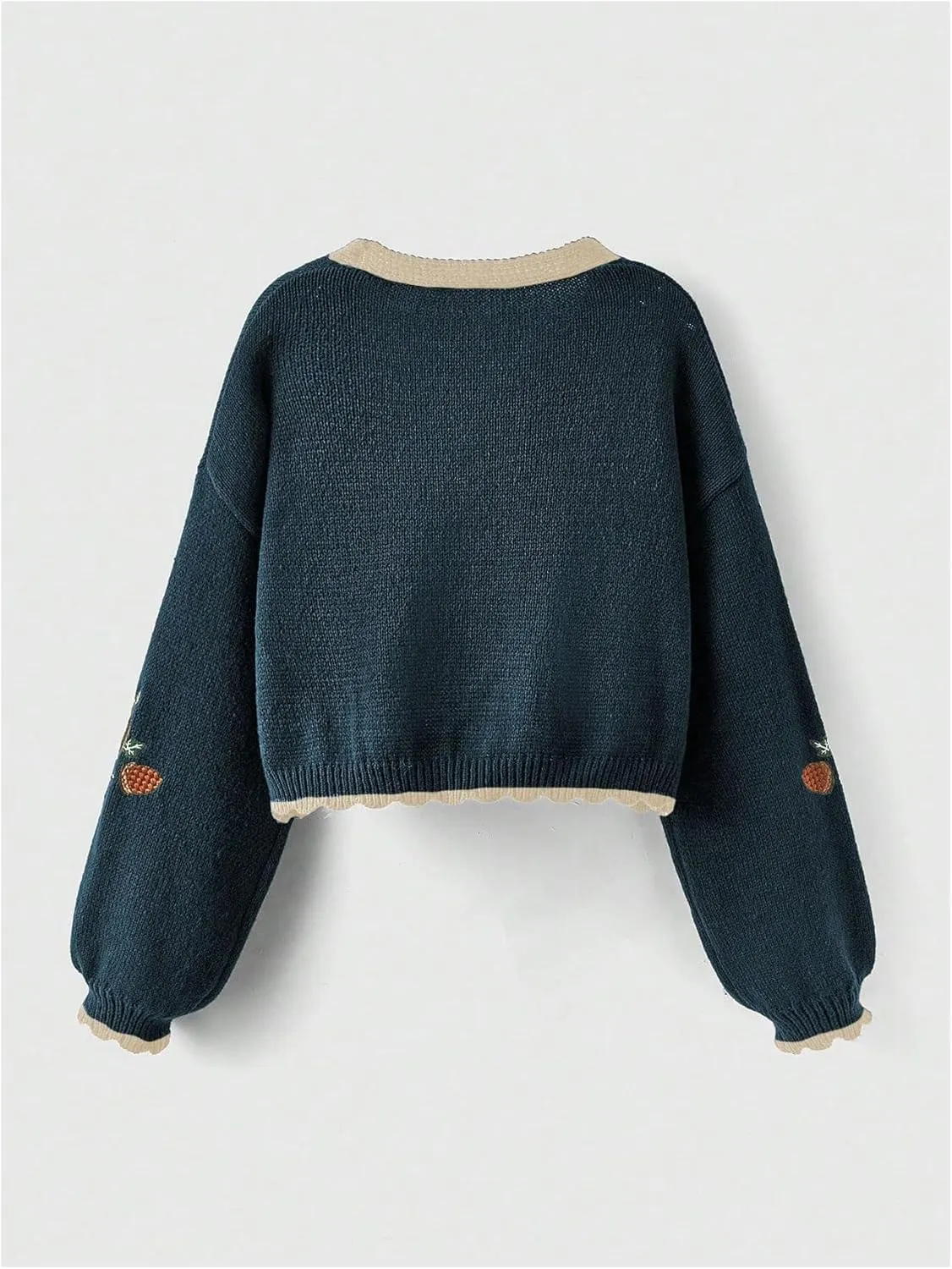 Women's Flower Embroidery Cardigans Sweaters Long Sleeve Button Down Knitted Loose Outwear