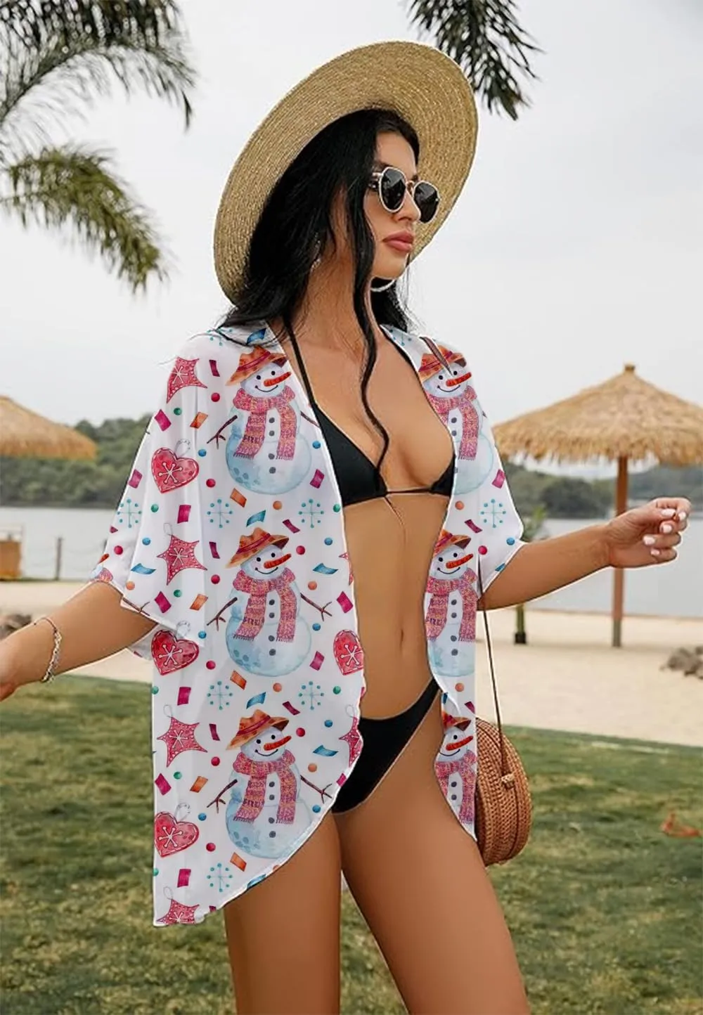 Women's Holiday Beach Kimono Cardigan Lightweight Cover Up Casual Tops