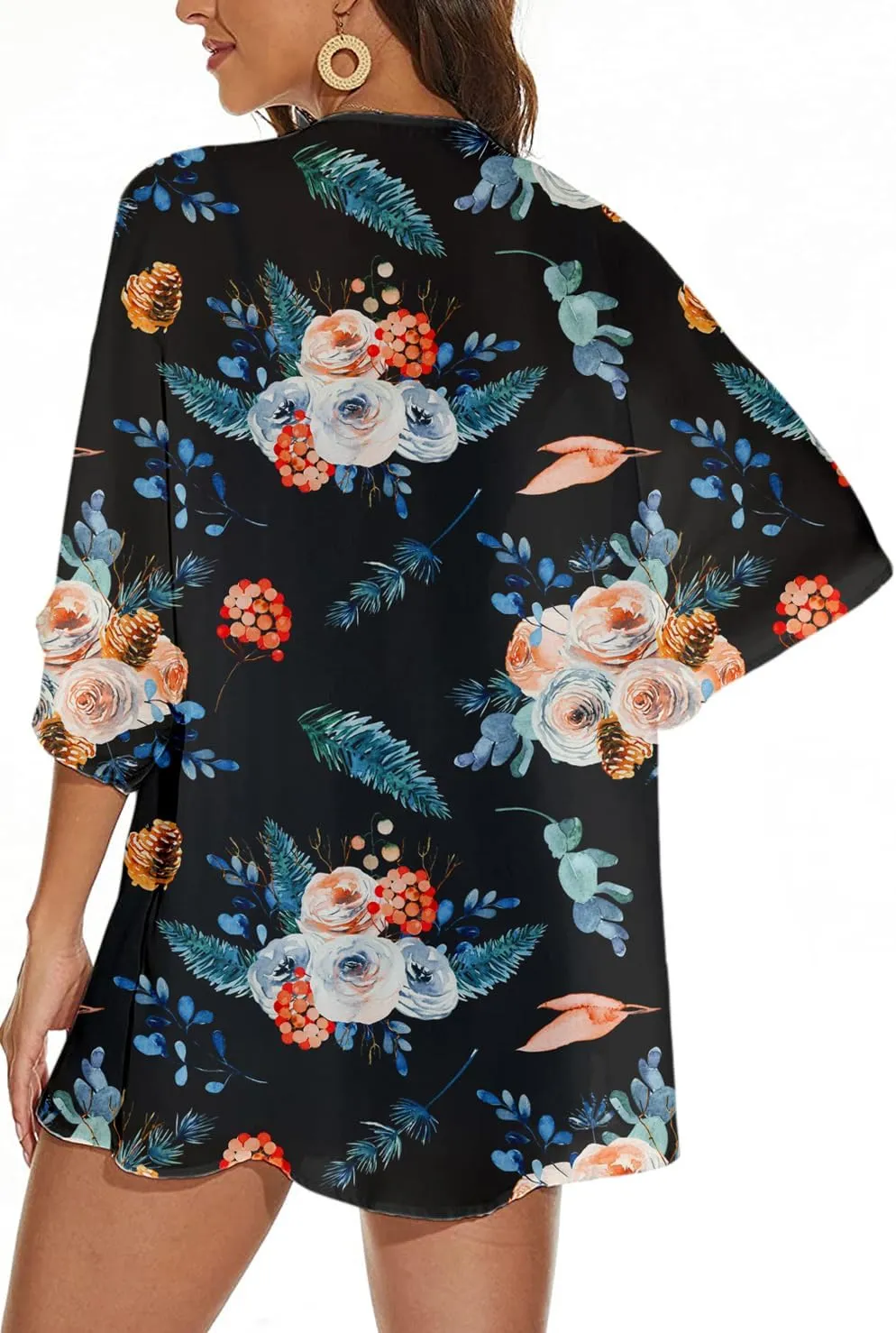 Women's Holiday Beach Kimono Cardigan Lightweight Cover Up Casual Tops