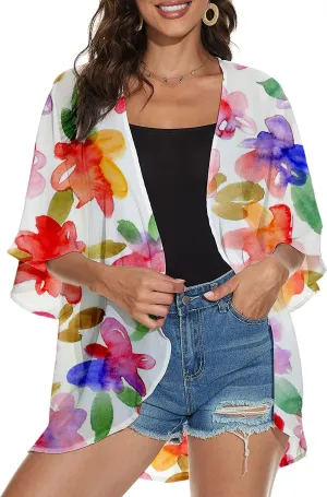 Women's Holiday Beach Kimono Cardigan Lightweight Cover Up Casual Tops