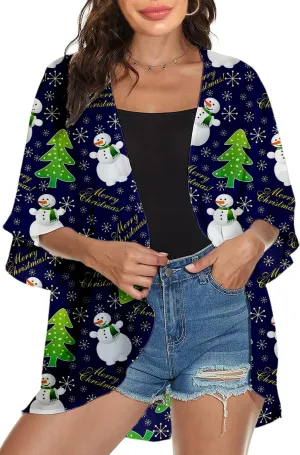 Women's Holiday Beach Kimono Cardigan Lightweight Cover Up Casual Tops