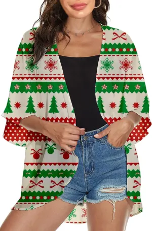 Women's Holiday Beach Kimono Cardigan Lightweight Cover Up Casual Tops
