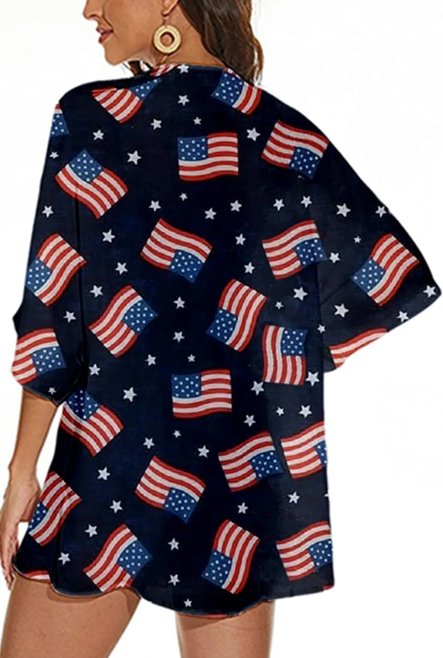 Women's Holiday Beach Kimono Cardigan Lightweight Cover Up Casual Tops