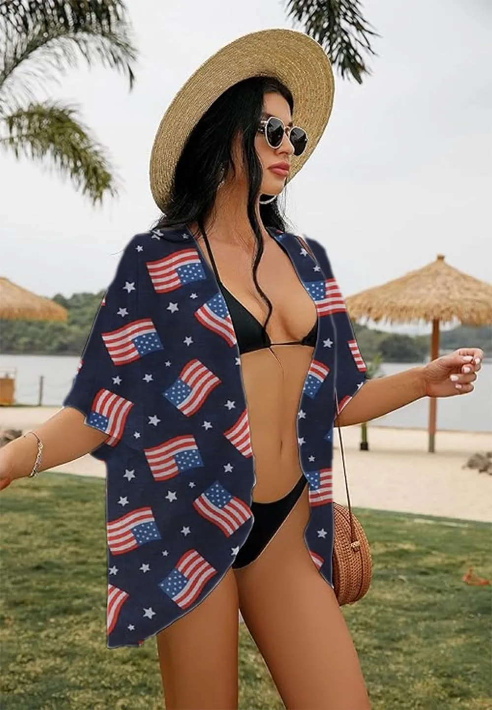 Women's Holiday Beach Kimono Cardigan Lightweight Cover Up Casual Tops