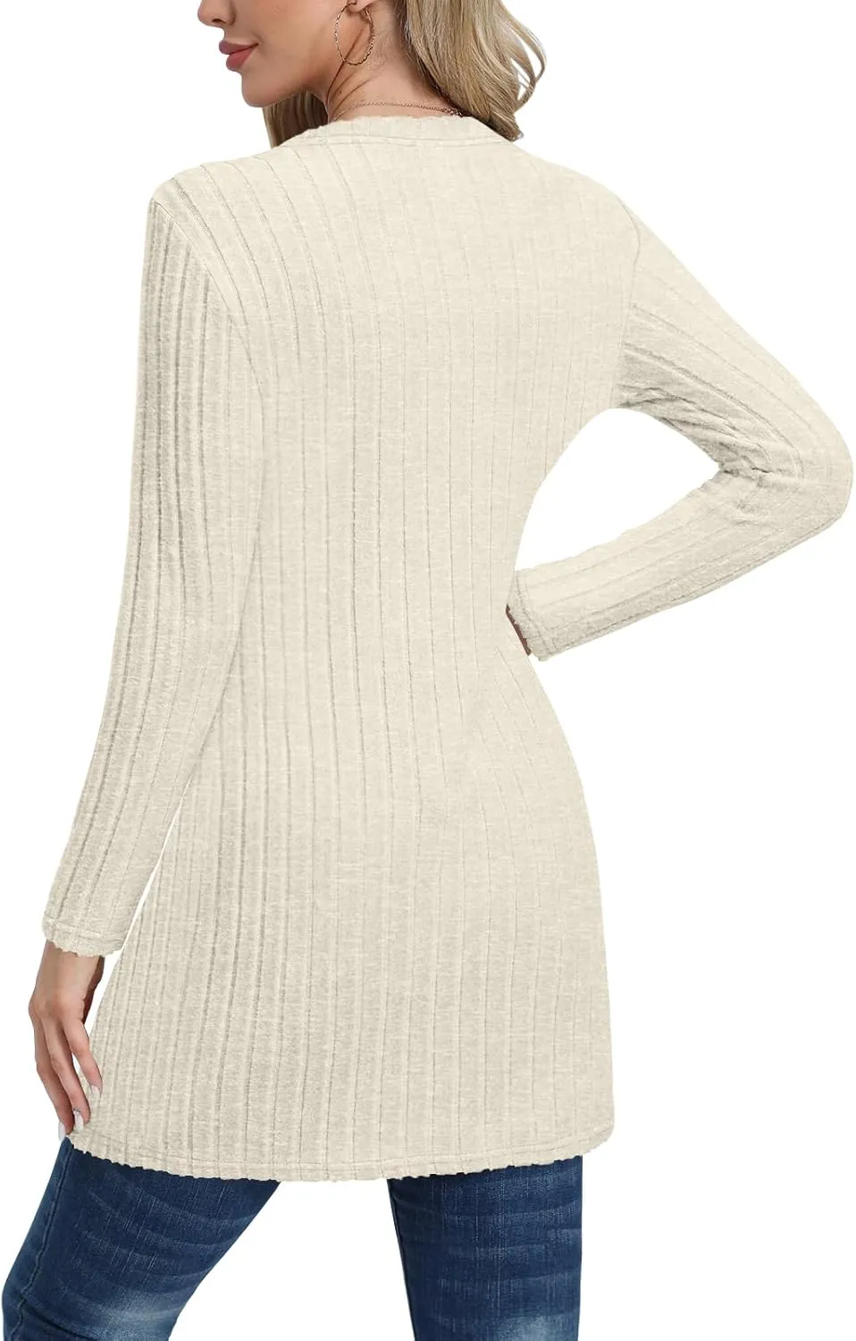 Womens Lightweight Asymmetrical Sweaters Long Sleeve Shirts Casual Fall Button Decor Tunic Tops