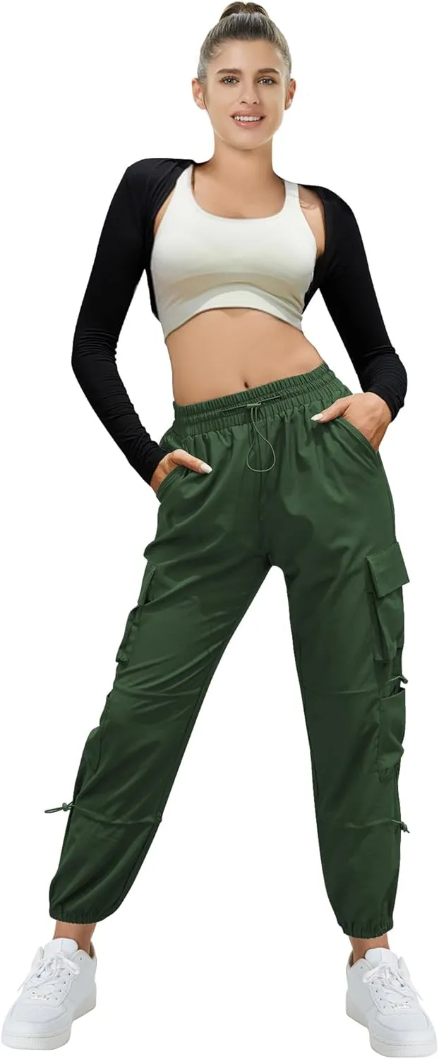 Women's Lightweight Cargo Pants Quick Dry Joggers with 6 Pockets Elastic Waist and Water-Resistant Hiking Pants