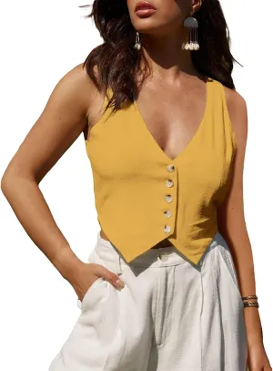 Womens Linen Vest Tank Tops 2025 Summer Lightweight V- Neck Cute Cropped Casual Fashion Beach Vacation Corset Top