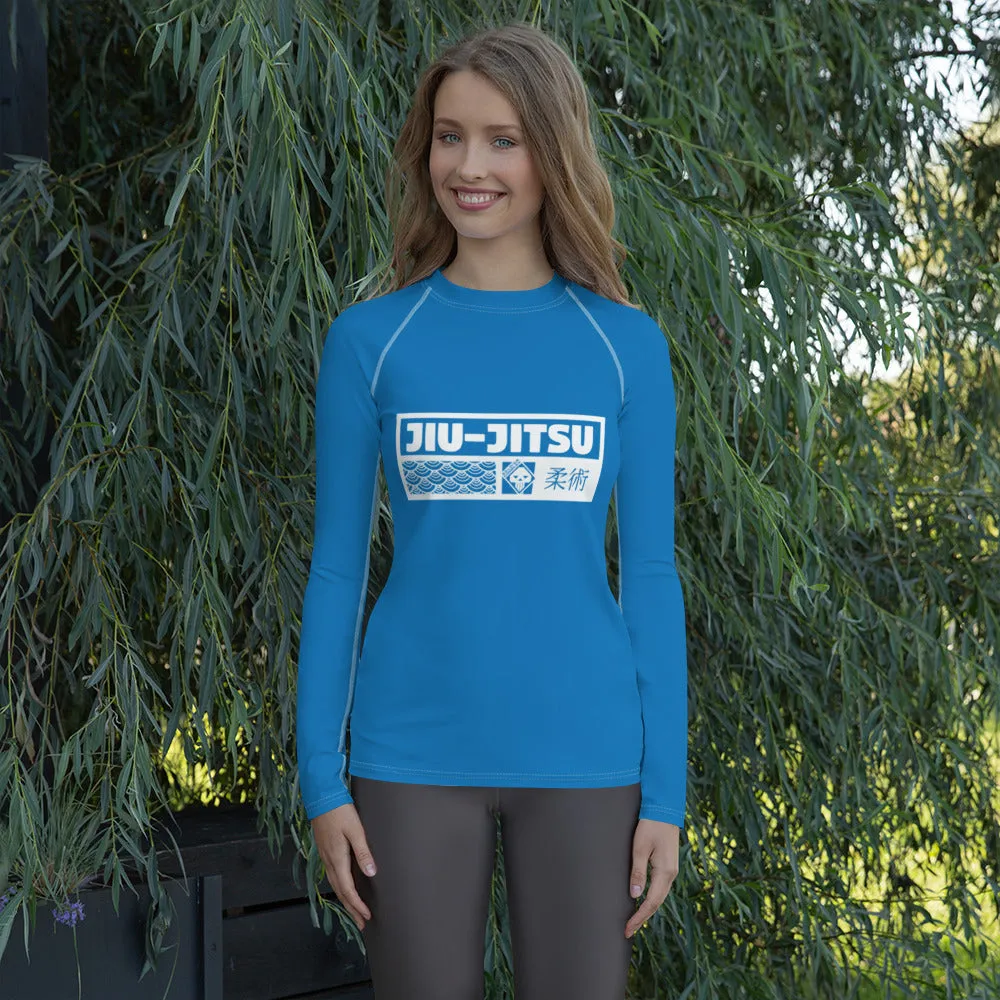 Womens Long Sleeve BJJ Rash Guard - Jiu-Jitsu 004 - Azul