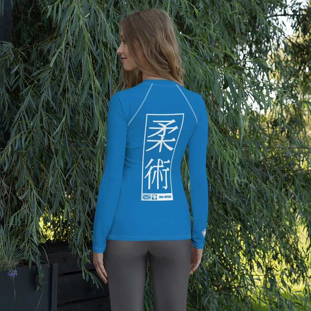 Womens Long Sleeve BJJ Rash Guard - Jiu-Jitsu 004 - Azul