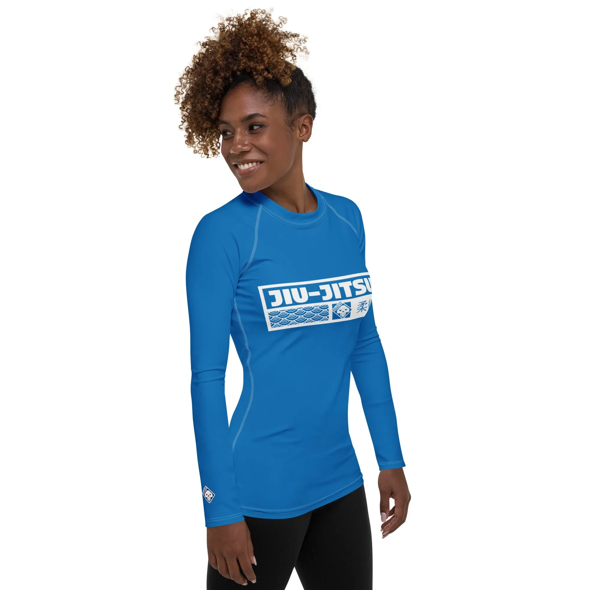 Womens Long Sleeve BJJ Rash Guard - Jiu-Jitsu 004 - Azul