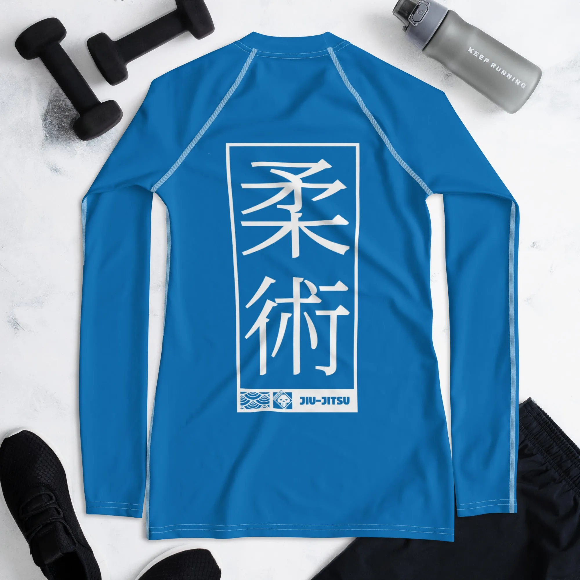Womens Long Sleeve BJJ Rash Guard - Jiu-Jitsu 004 - Azul