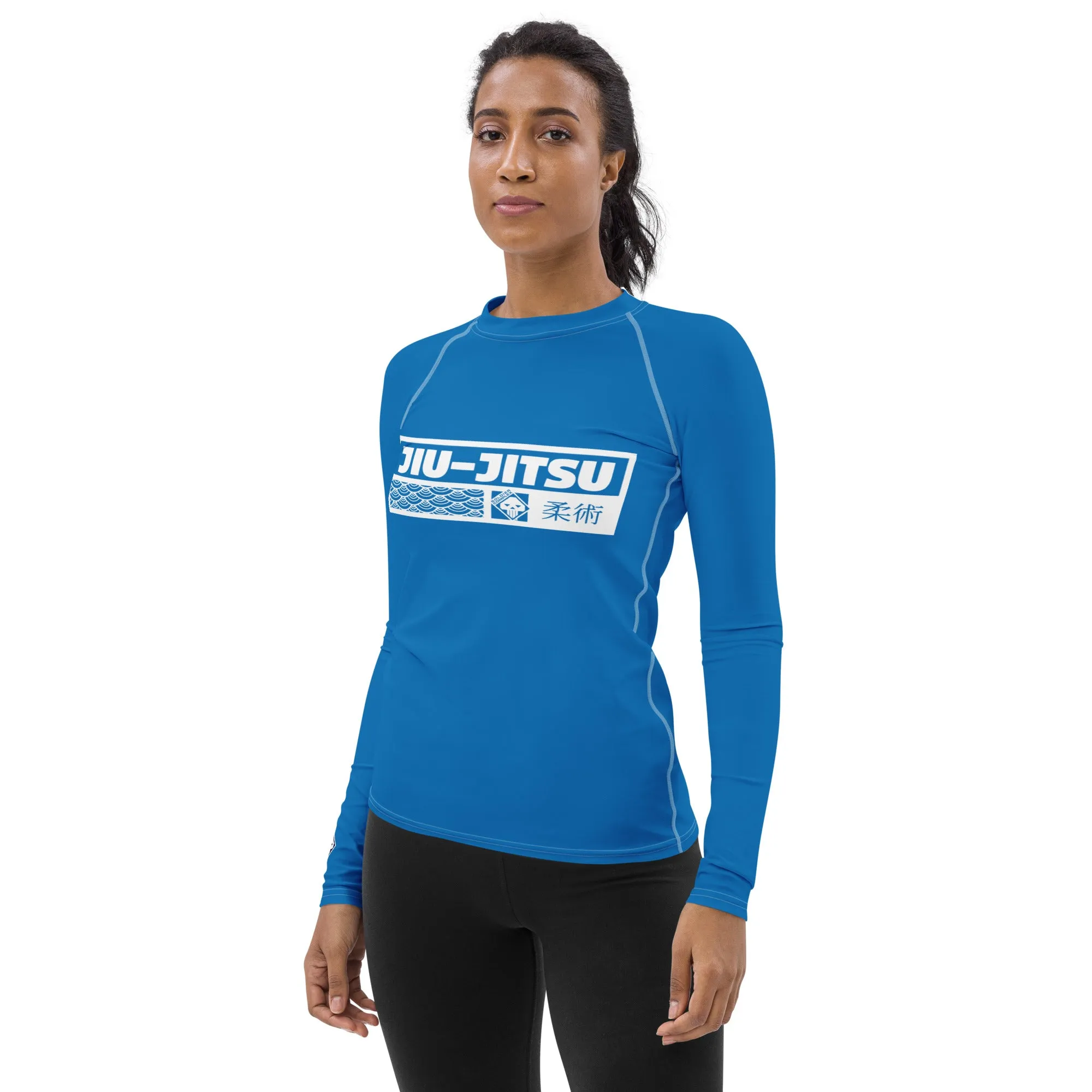 Womens Long Sleeve BJJ Rash Guard - Jiu-Jitsu 004 - Azul