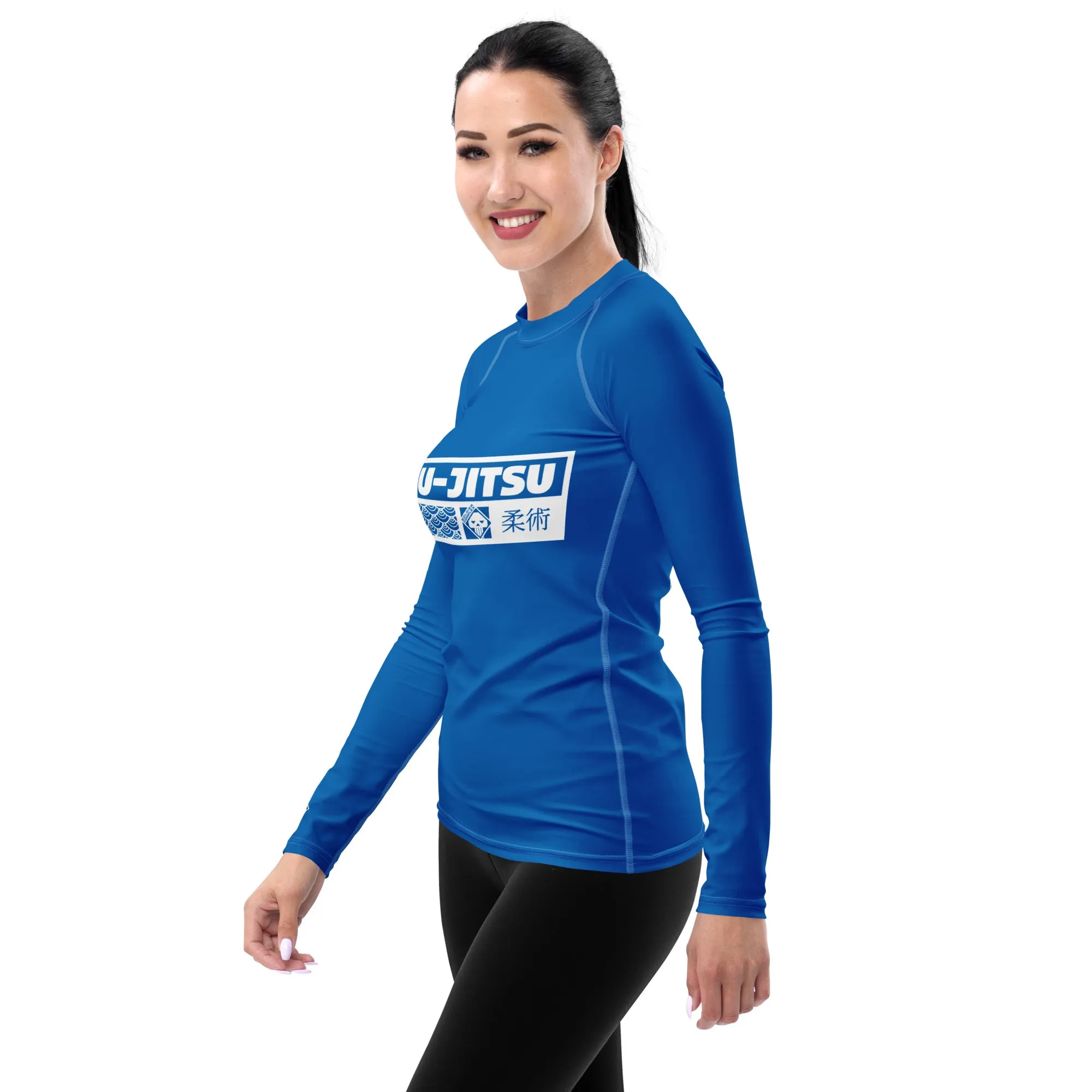 Womens Long Sleeve BJJ Rash Guard - Jiu-Jitsu 004 - Azul