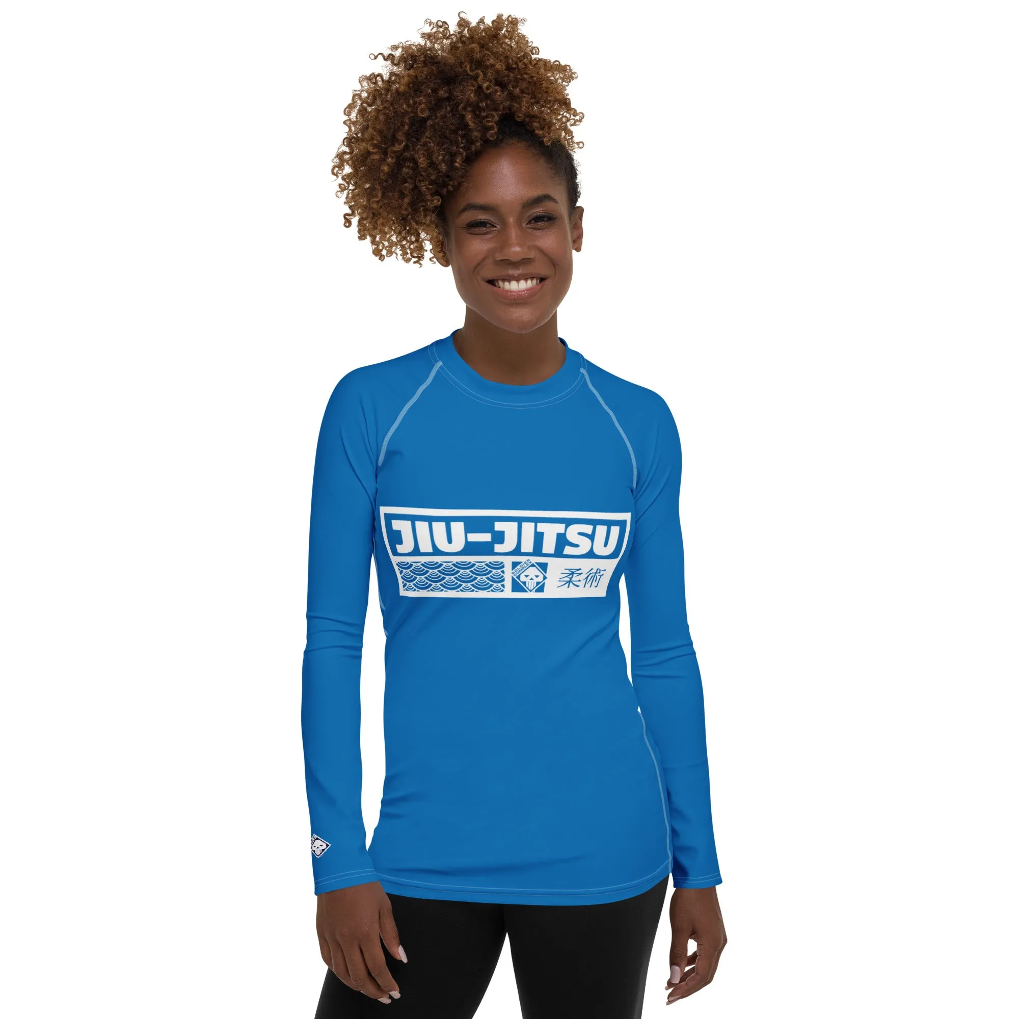 Womens Long Sleeve BJJ Rash Guard - Jiu-Jitsu 004 - Azul