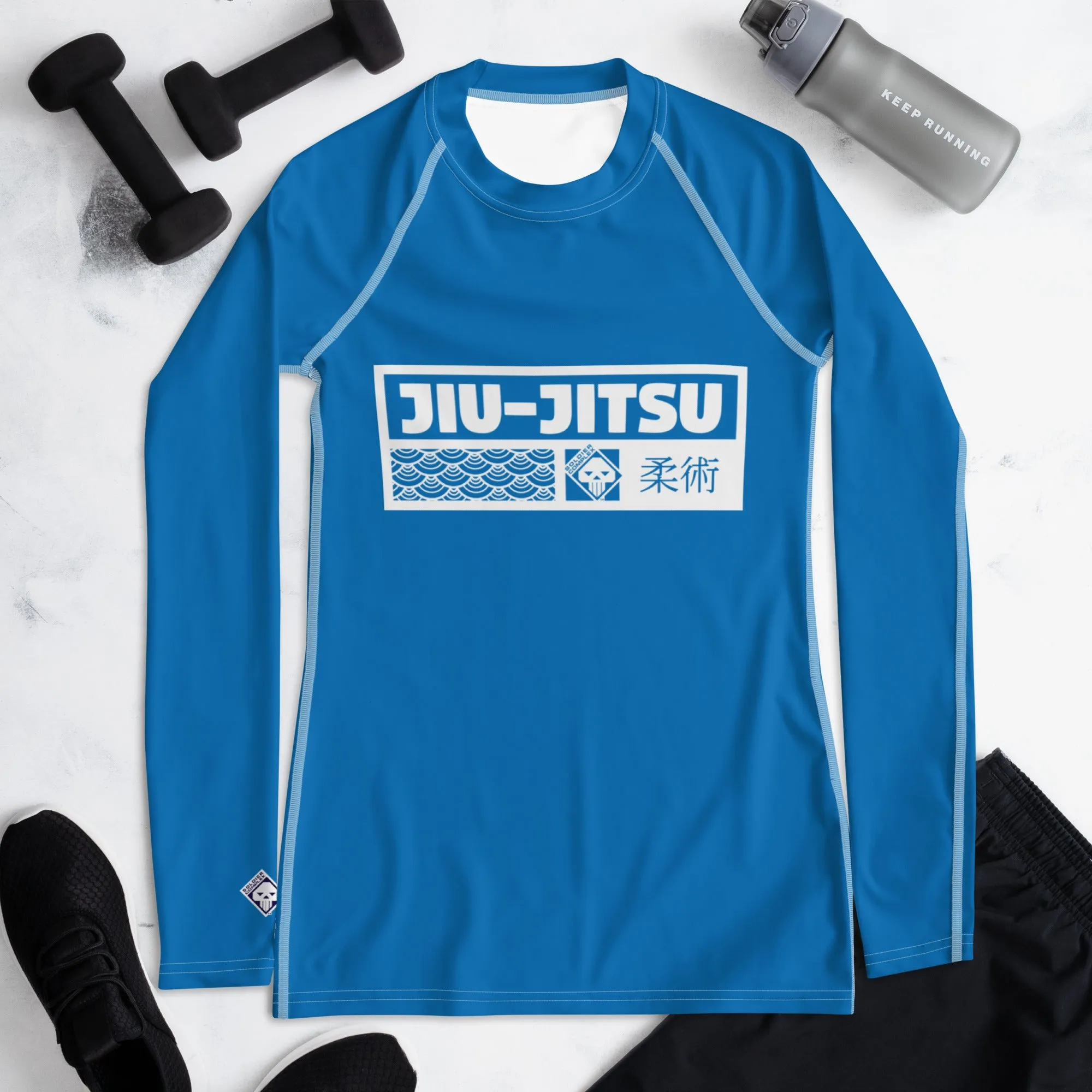 Womens Long Sleeve BJJ Rash Guard - Jiu-Jitsu 004 - Azul