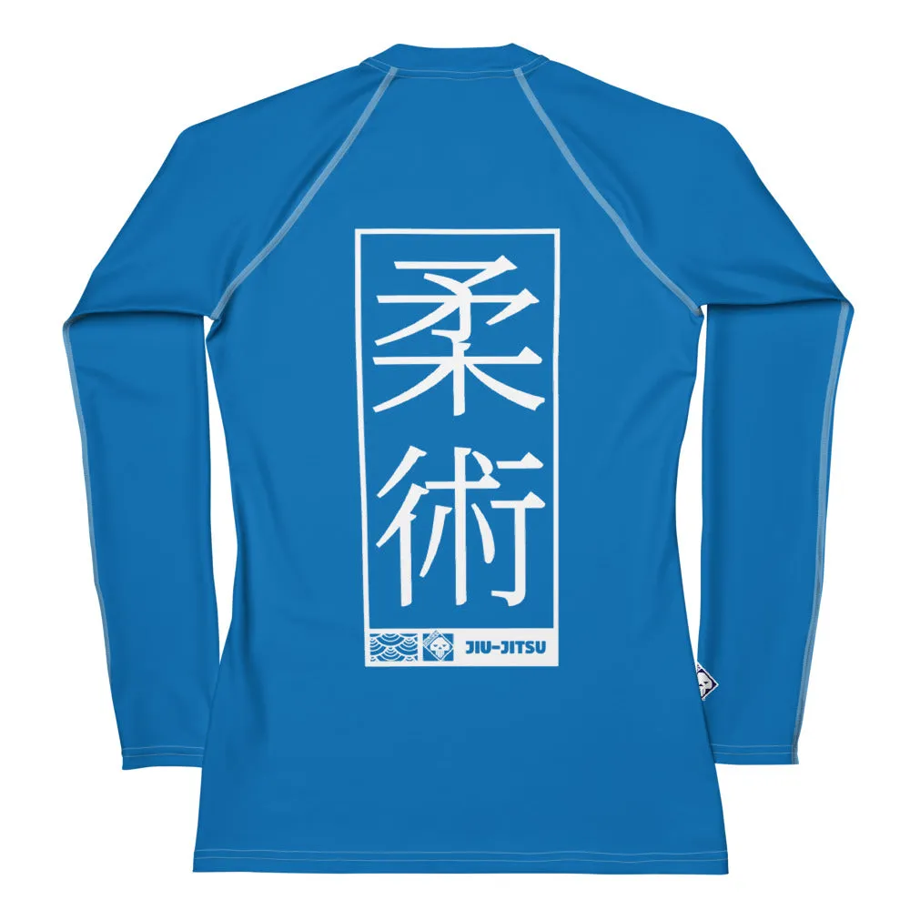 Womens Long Sleeve BJJ Rash Guard - Jiu-Jitsu 004 - Azul