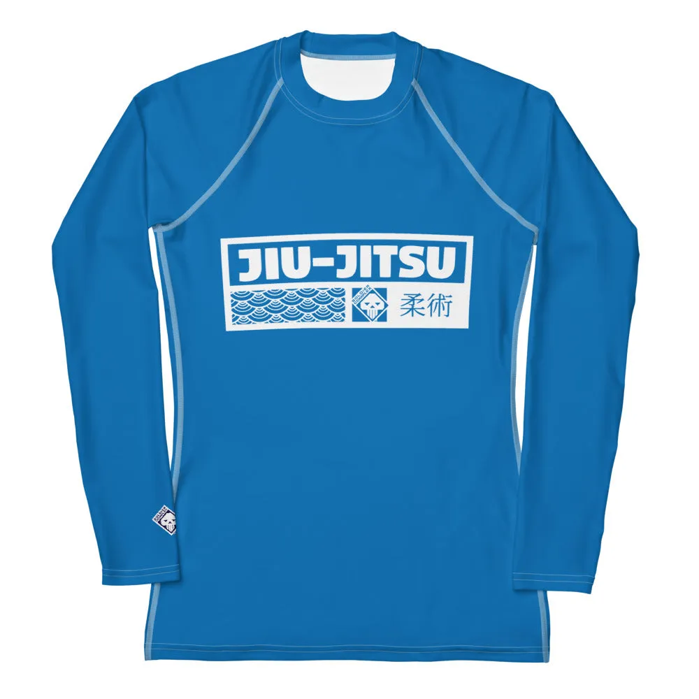 Womens Long Sleeve BJJ Rash Guard - Jiu-Jitsu 004 - Azul
