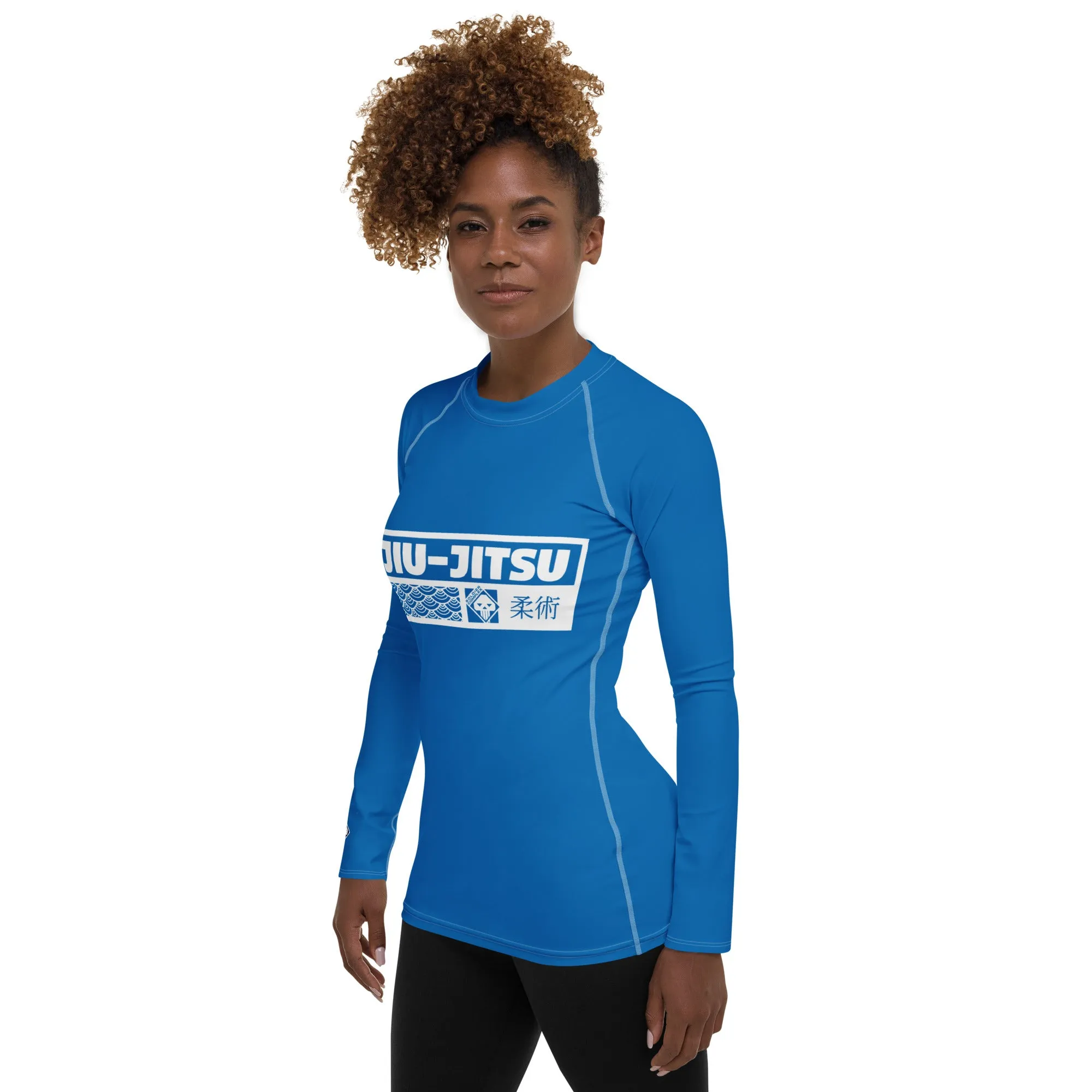 Womens Long Sleeve BJJ Rash Guard - Jiu-Jitsu 004 - Azul