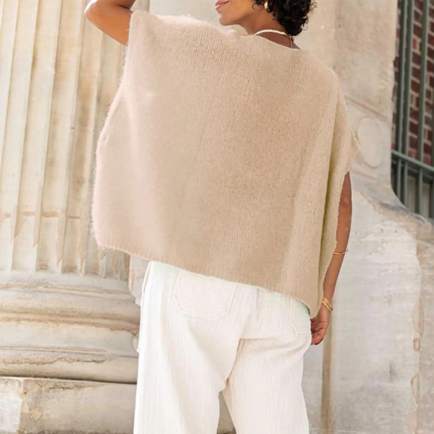 Womens Loose Knit Cardigan Solid Color Short Sleeve V-Neck Button Down Lightweight Sweaters Tops Clubwear
