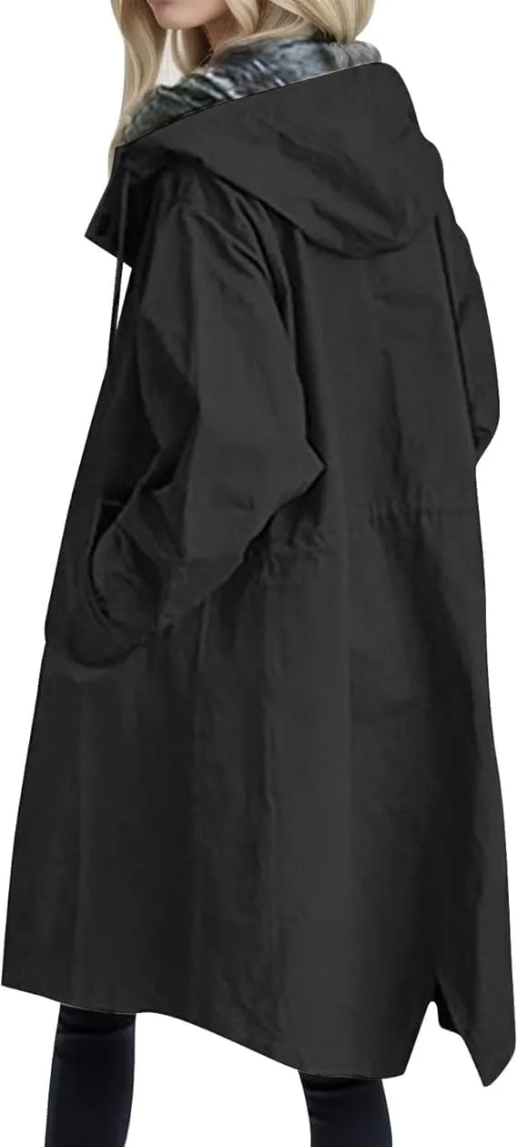 Women's Mid Length Trench Coat, Windproof Classic Lapel Hooded Coats, Lounge Trench Coat, Single Breasted Trenchcoats