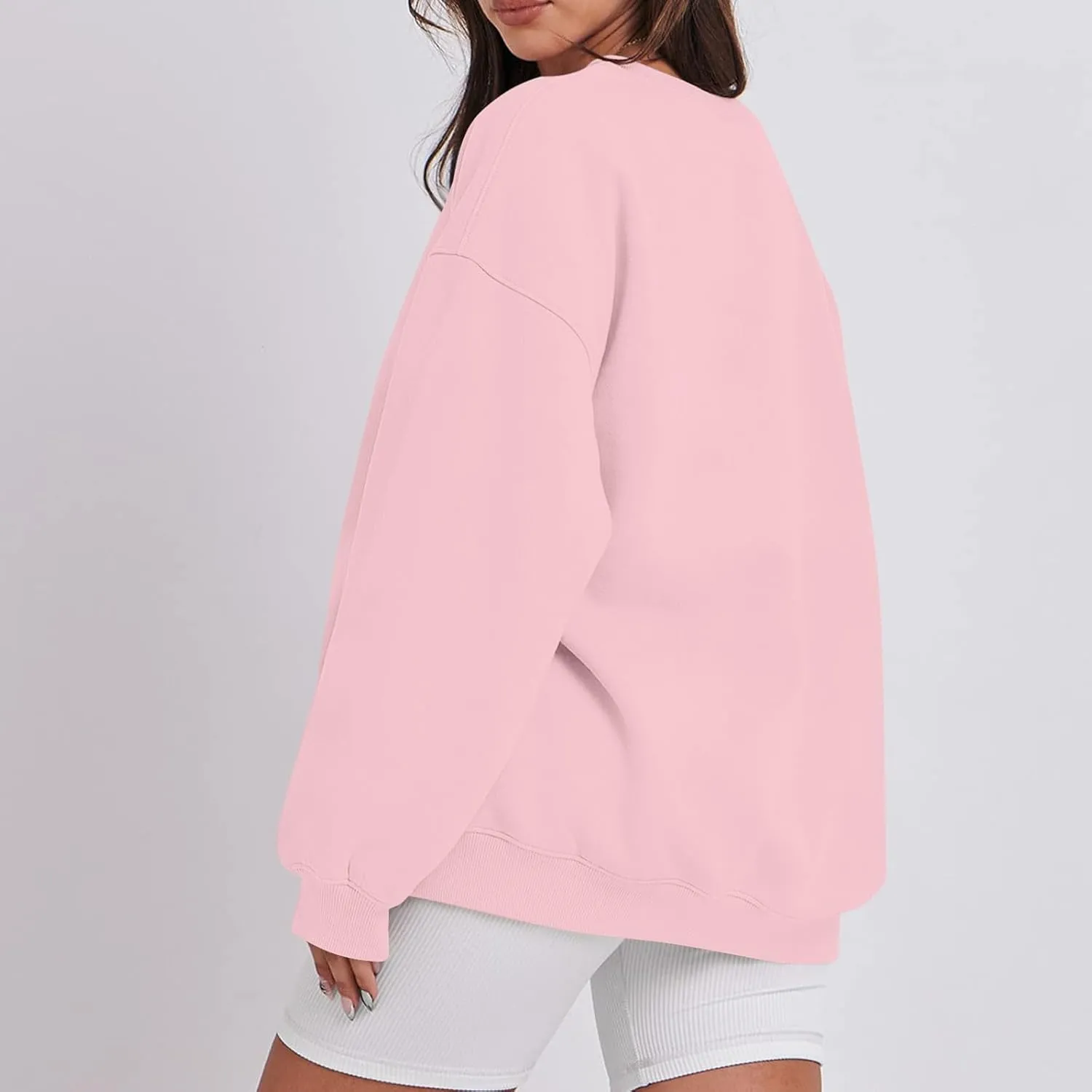 Womens Oversized Sweatshirt Fleece Pullover Comfy Crew Neck Sweatshirt Trendy Y2k Winter Outfits Preppy Clothes