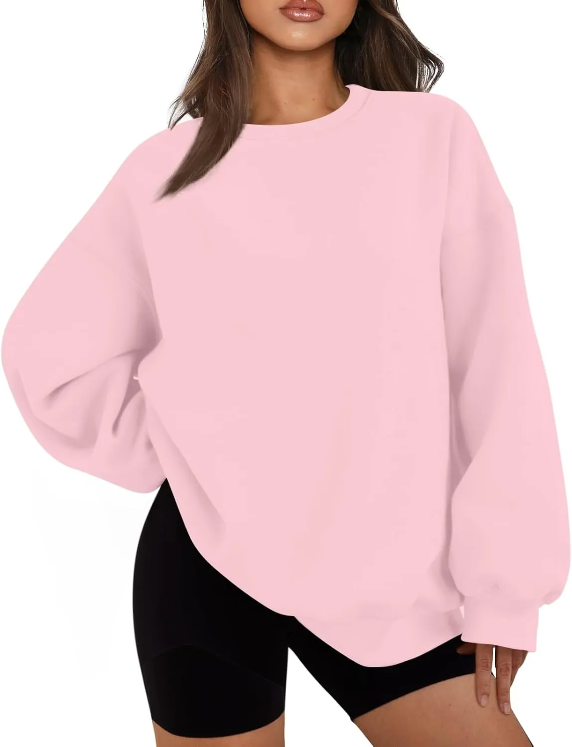 Womens Oversized Sweatshirt Fleece Pullover Comfy Crew Neck Sweatshirt Trendy Y2k Winter Outfits Preppy Clothes