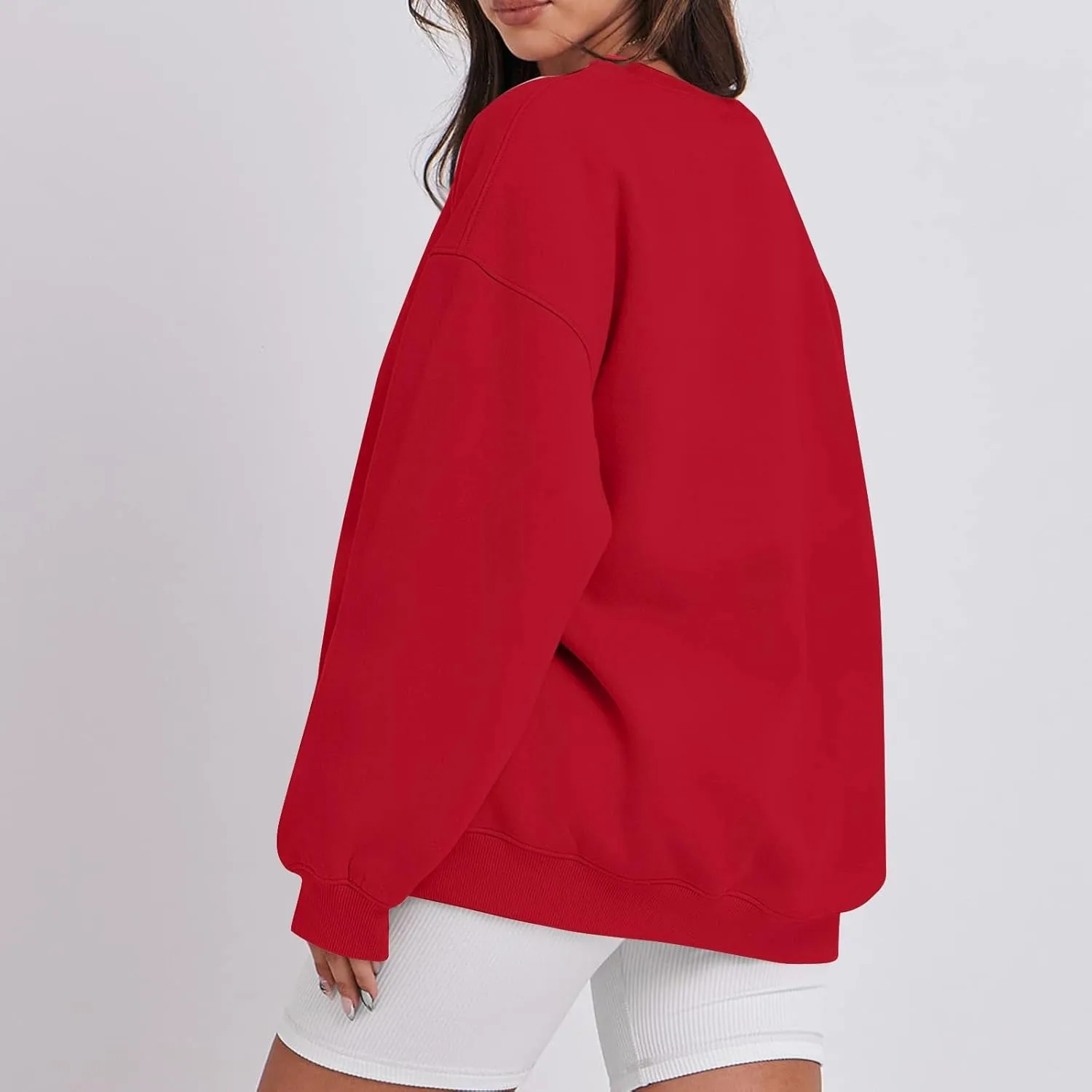 Womens Oversized Sweatshirt Fleece Pullover Comfy Crew Neck Sweatshirt Trendy Y2k Winter Outfits Preppy Clothes