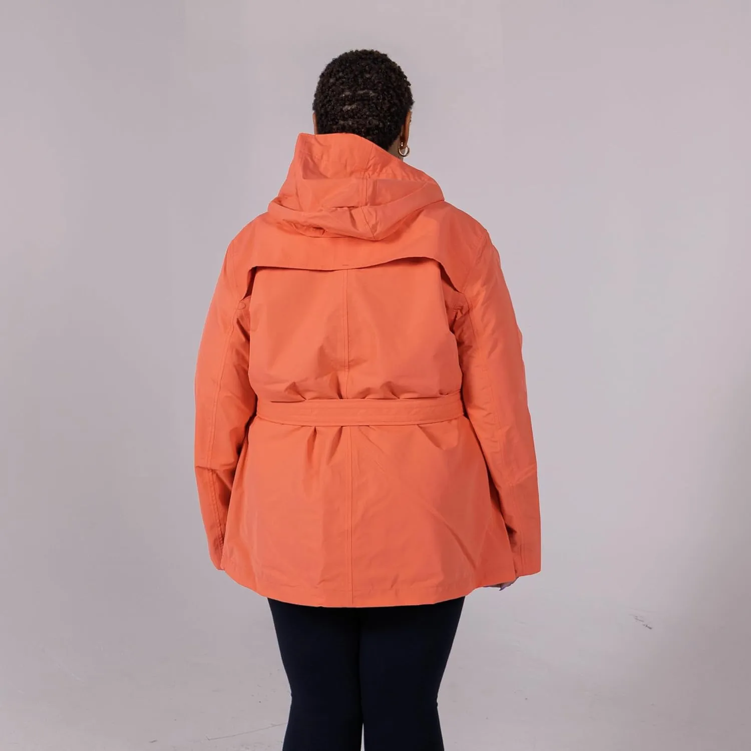 Women's Plus Size Short Trench Rain Jacket Coat